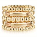 14K Gold Plated Beaded Multilayer Stylish Bangle - Timeless Classic and Hip Hop Fusion Design, Perfect for Daily, Music Festival and Summer Occasions, Durable and Comfortable to Wear